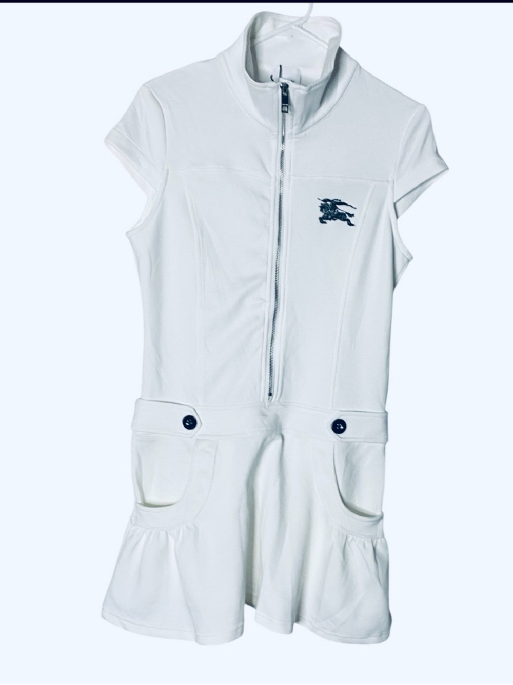 Burberry White Zip-Up Polo Dress Knight Logo - NWT/NWOT - S - Picture 4 of 9